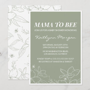 Invitaciones para baby shower de abeja Floral Eleg