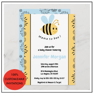 Invitaciones para baby shower de abeja Mamá abeja 