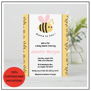 Invitaciones para baby shower de abeja Mamá abeja 