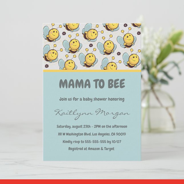 Invitaciones para baby shower de abeja Mama abeja  (Subido por el creador)