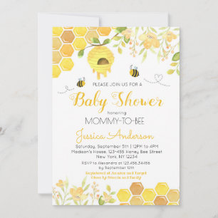 Invitaciones para Baby Shower de Abeja Niño Niña A