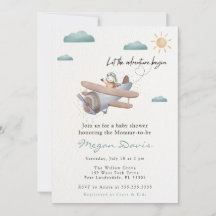 Invitaciones para Baby Shower de Avión Viaje