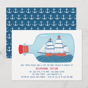Invitaciones para Baby Shower de Barco Náutico en 