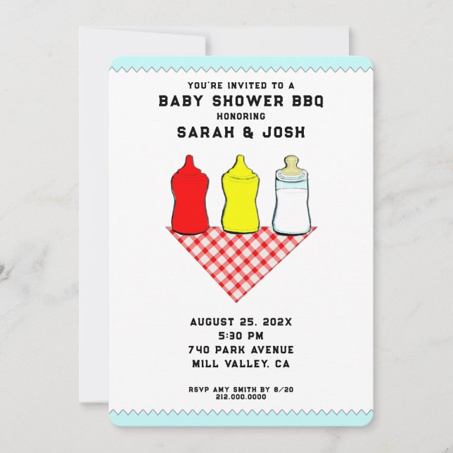 Invitaciones para Baby Shower de BBQ (Anverso)