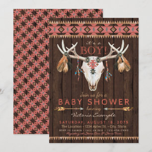 Invitaciones para baby shower de Boho Tribal Skull