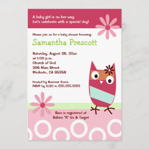 Invitaciones para Baby Shower de Búho Pequeño Niña