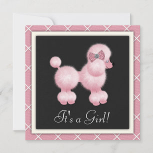 Invitaciones para baby shower de caniche rosa y ne