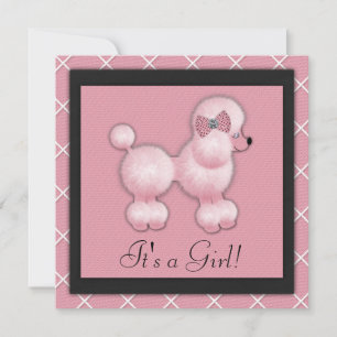 Invitaciones para baby shower de caniche rosa y ne