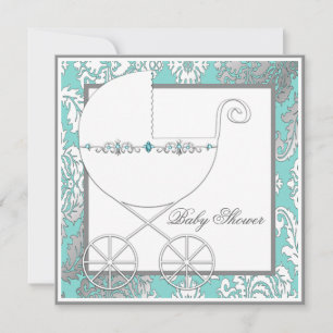 Invitaciones para baby shower de carruaje de bebé 