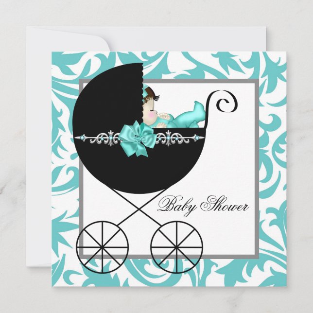 Invitaciones para baby shower de Carruaje para beb (Anverso)