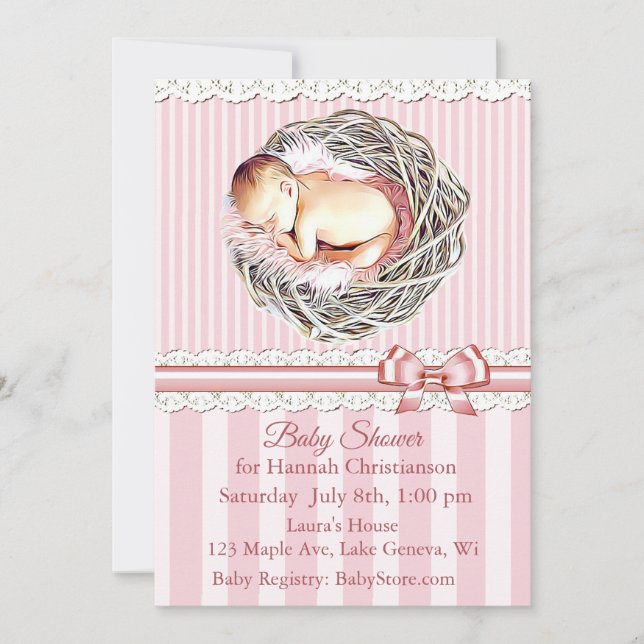 Invitaciones para Baby Shower de chicas (Anverso)
