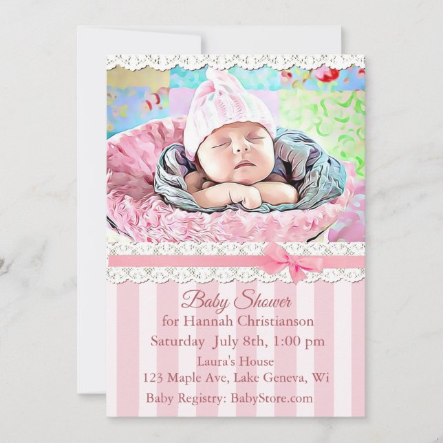Invitaciones para Baby Shower de chicas (Anverso)