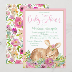 Invitaciones para baby shower de cierva niña