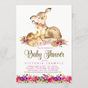 Invitaciones para baby shower de cierva niña