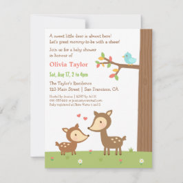 Invitaciones para baby shower de ciervo en bosque