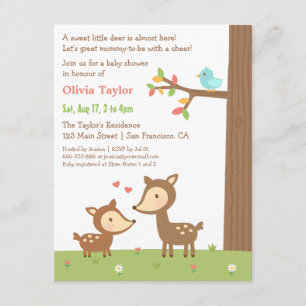 Invitaciones para baby shower de ciervo en bosque