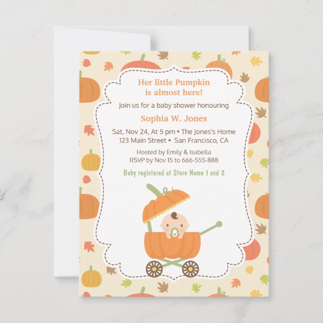 Invitaciones para Baby Shower de Cochecito de Cala (Anverso)