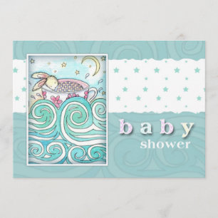 Invitaciones para baby shower de conejito en taza 