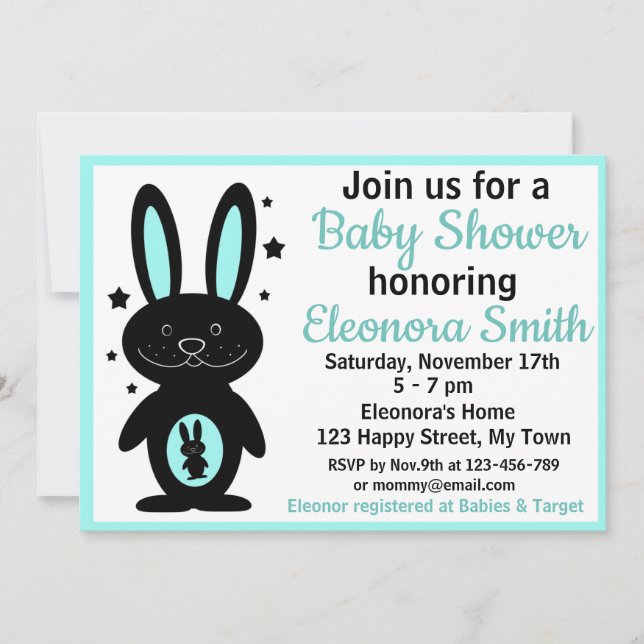 invitaciones para baby shower de conejo (Anverso)