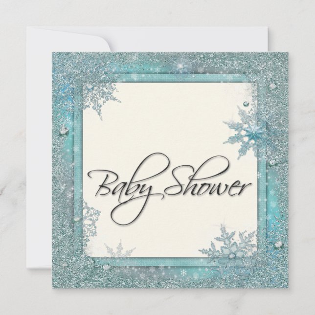 Invitaciones para baby shower de copos de nieve az (Anverso)