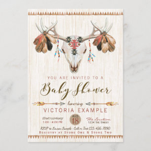 Invitaciones para Baby Shower de Cráneo de Ciervo 