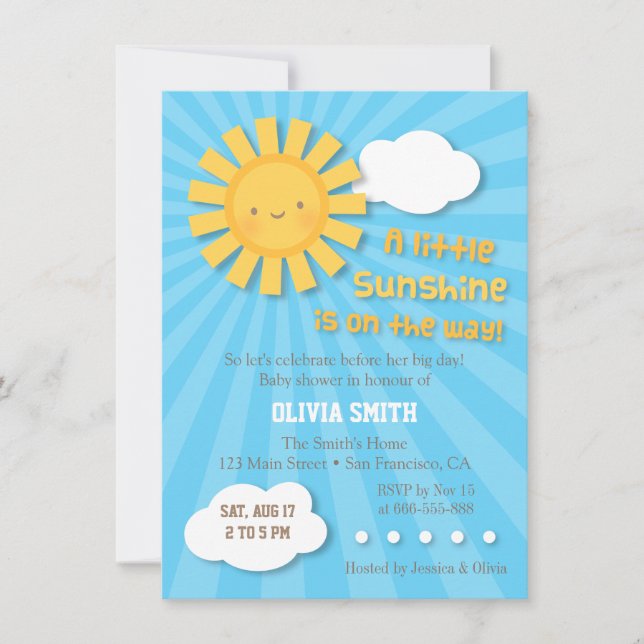 Invitaciones para Baby Shower de Cute Sunshine (Anverso)