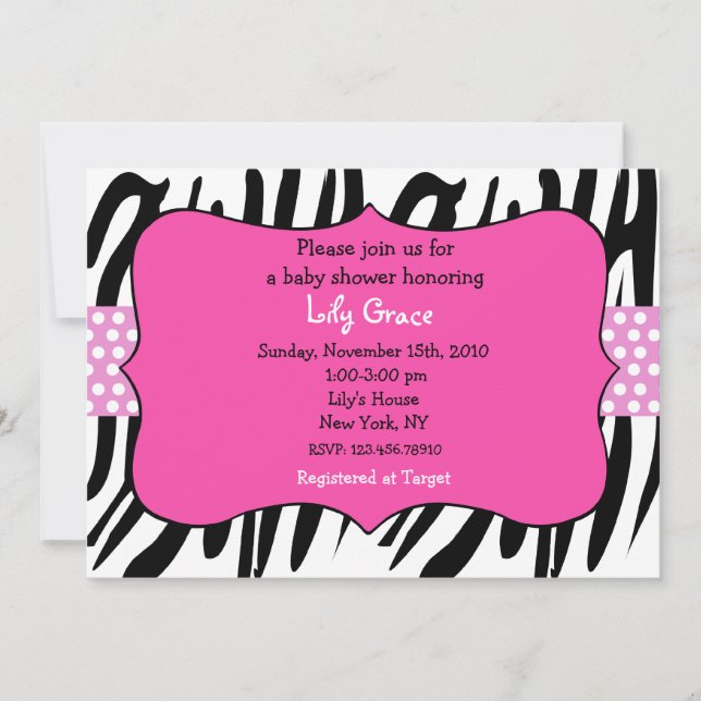 Invitaciones para Baby Shower de Estampado de Cebr (Anverso)