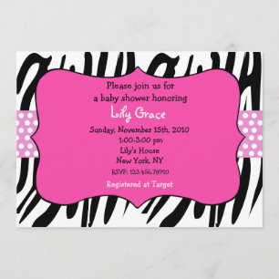 Invitaciones para baby shower de estampado de cebr