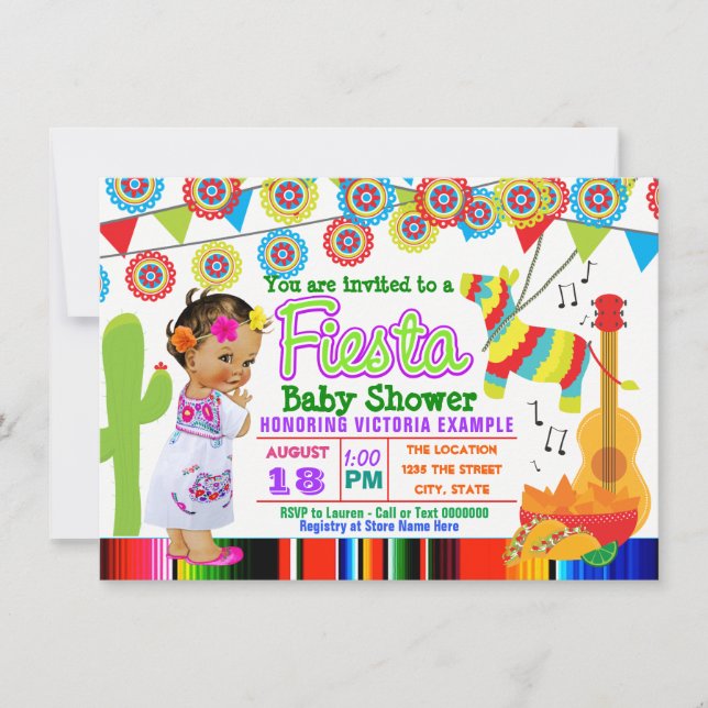 Invitaciones para Baby Shower de Fiesta Mexicana (Anverso)