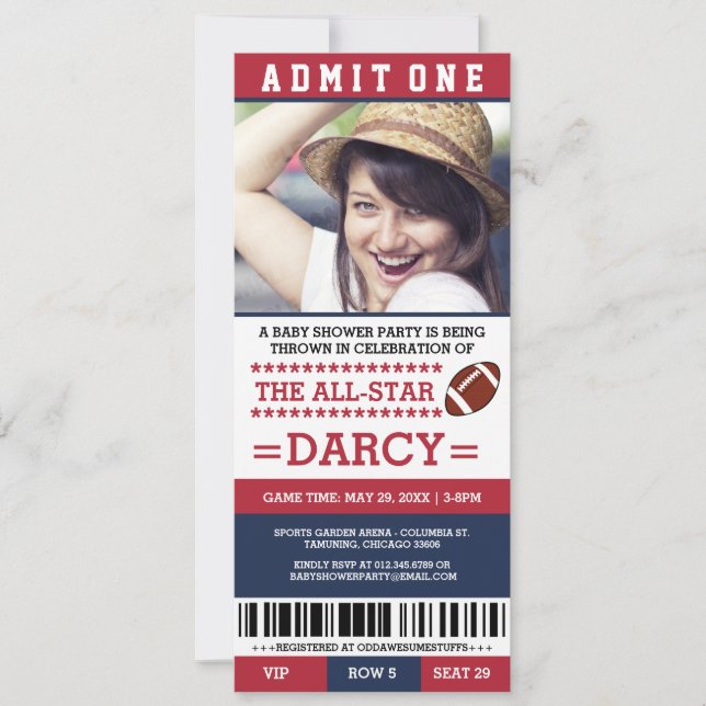 Invitaciones para Baby Shower de Fútbol (Anverso)