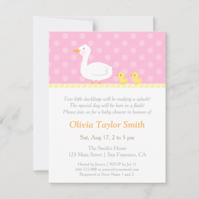 Invitaciones para Baby Shower de gemelas Elegant D (Anverso)