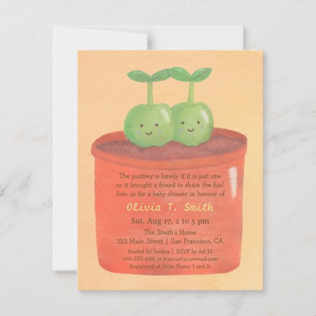 Invitaciones para Baby Shower de Gemelos con Guisa (Anverso)