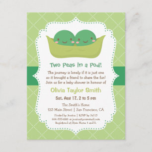 Invitaciones para Baby Shower de Gemelos Guisantes