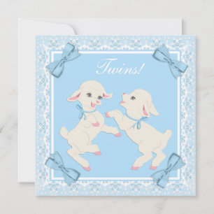 Invitaciones para Baby Shower de Gemelos Niño Azul