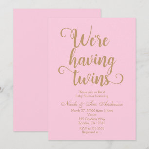 Invitaciones para Baby Shower de Gemelos Rosa y Do