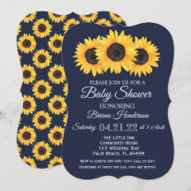 Invitaciones para Baby Shower de Girasoles Rústico