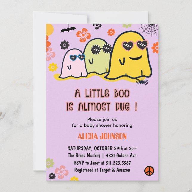 Invitaciones para Baby Shower de Halloween Niñas (Anverso)