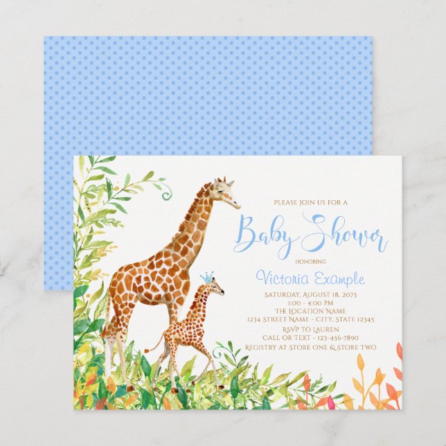 Invitaciones para Baby Shower de Jirafa (Anverso / Reverso)