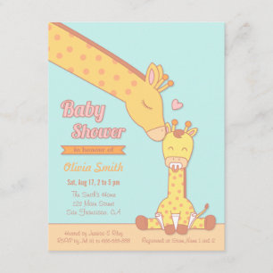 Invitaciones para Baby Shower de Jirafa Linda y Du