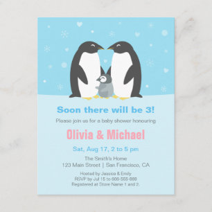 Invitaciones para Baby Shower de la Familia Pingüi