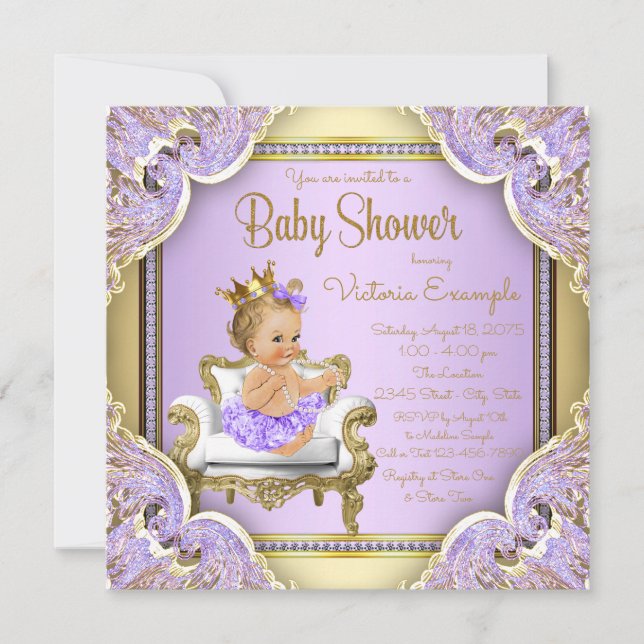Invitaciones para baby shower de la Princesa Lavan (Anverso)