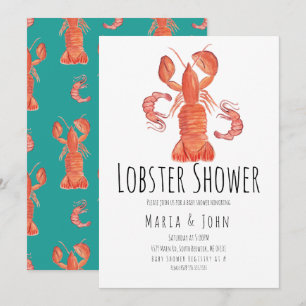 Invitaciones para baby shower de langosta con acua