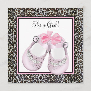 Invitaciones para baby shower de leopardo rosa