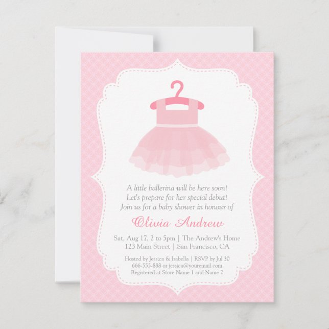 Invitaciones para Baby Shower de Niña Bailarina co (Anverso)