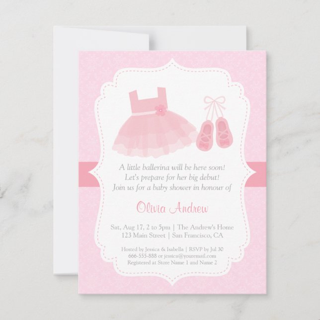 Invitaciones para Baby Shower de Niña Bailarina de (Anverso)
