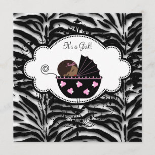 Invitaciones para Baby Shower de Niña Black Pink Z