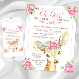 Invitaciones para Baby Shower de Niña Ciervo Peque