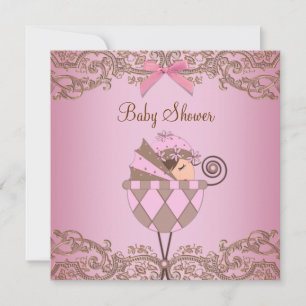 Invitaciones para baby shower de niña con encaje r
