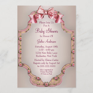 Invitaciones para Baby Shower de Niña con Rosas Ro
