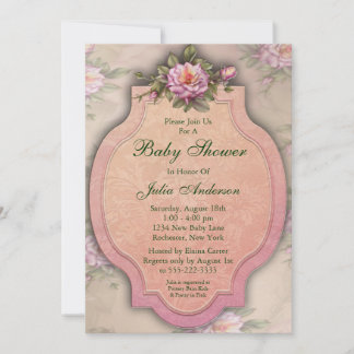 Invitaciones para Baby Shower de Niña con Rosas Ro